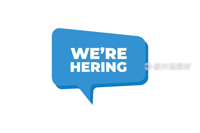 We are hiring . Vector icon on white background. Search job concept .  Blue banner Weâre hiring. 10 eps